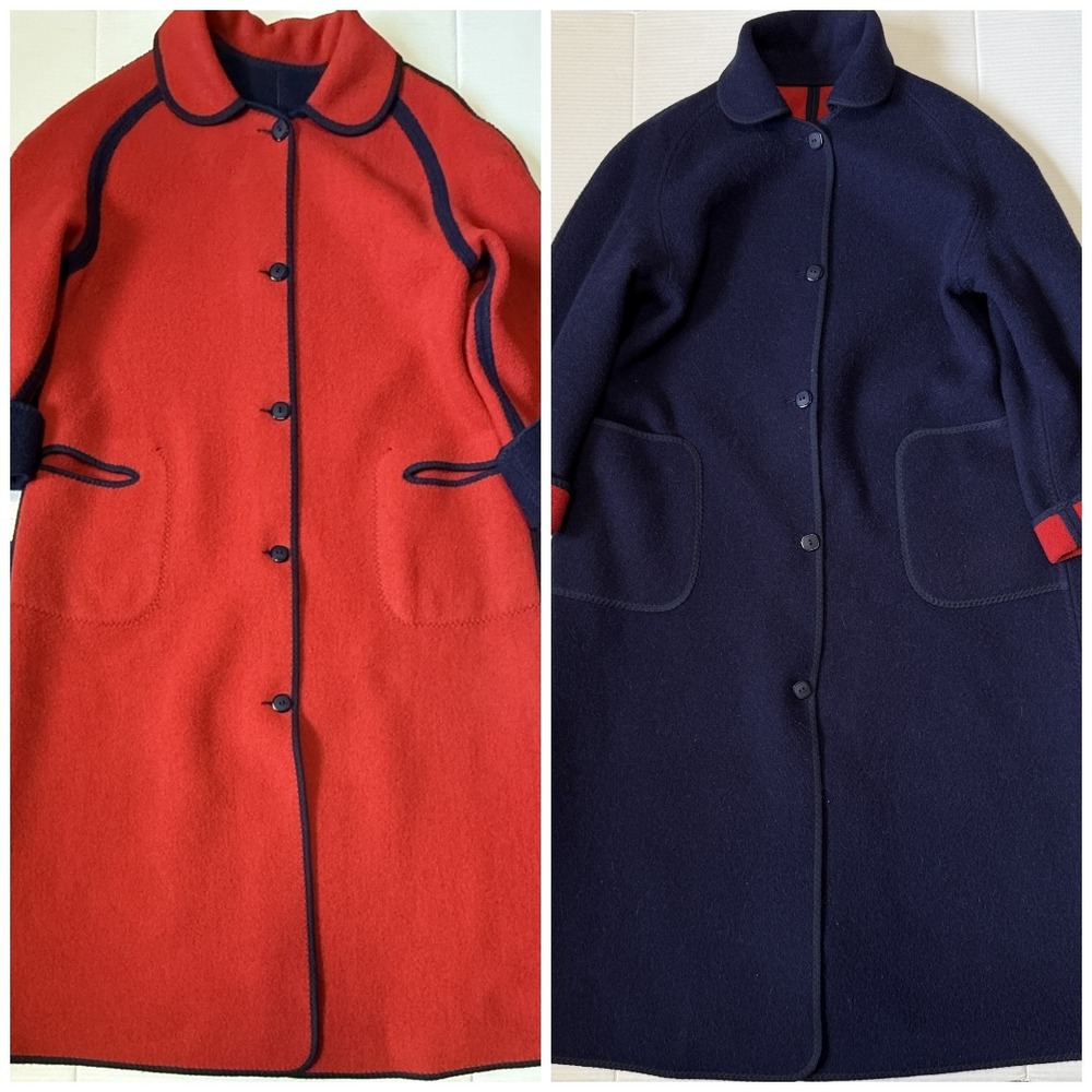 KINGFISHER by Caerwys - Women North Wales Reversible Wool Llama Peacoat -Size 14